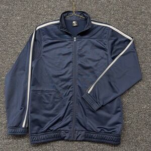 Starter Mens Track Jacket Navy Blue White Stripe Full Zip Mock Neck Size M